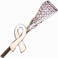 Awareness Ribbon with Lacrosse Racquet Lapel Pin